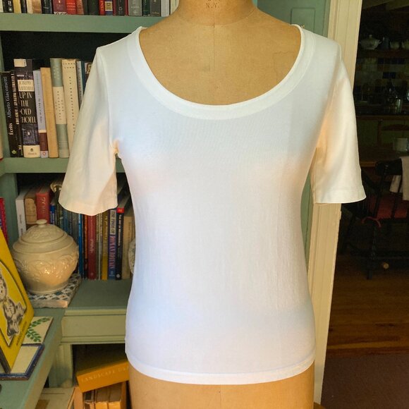 Luisa Spagnoli Short Sleeve Scoopneck Stretch Top - Picture 1 of 6